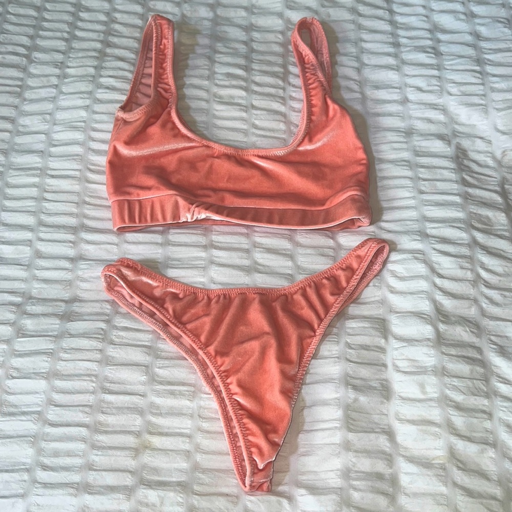 Bubblegum pink velvet scoop neck  “OW collection” bikini size XS-S